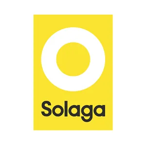 Logotipo SOLAGA en color amarillo - tarifa taxi Málaga