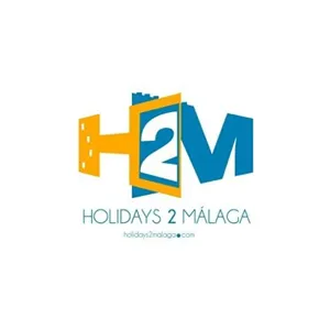 Logotipo HOLIDAYS 2 MALAGA en colores naranja y azul - tarifa taxi Málaga
