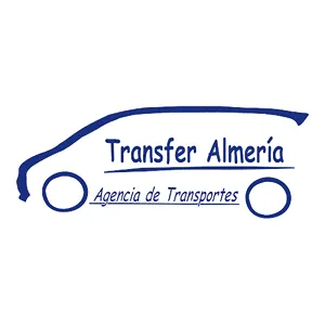 Logotipo de la empresa TRANSFER ALMERIA en color azul - tarifa taxi Málaga