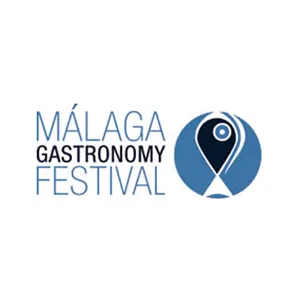 Logotipo MALAGA GASTRONOMY en colores negros y azules- tarifa taxi Málaga
